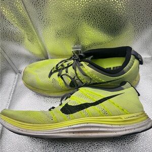 Nike Flyknit Lunar 1+ Volt Black 554887-705 Men’s Size 10.5 Running Shoes